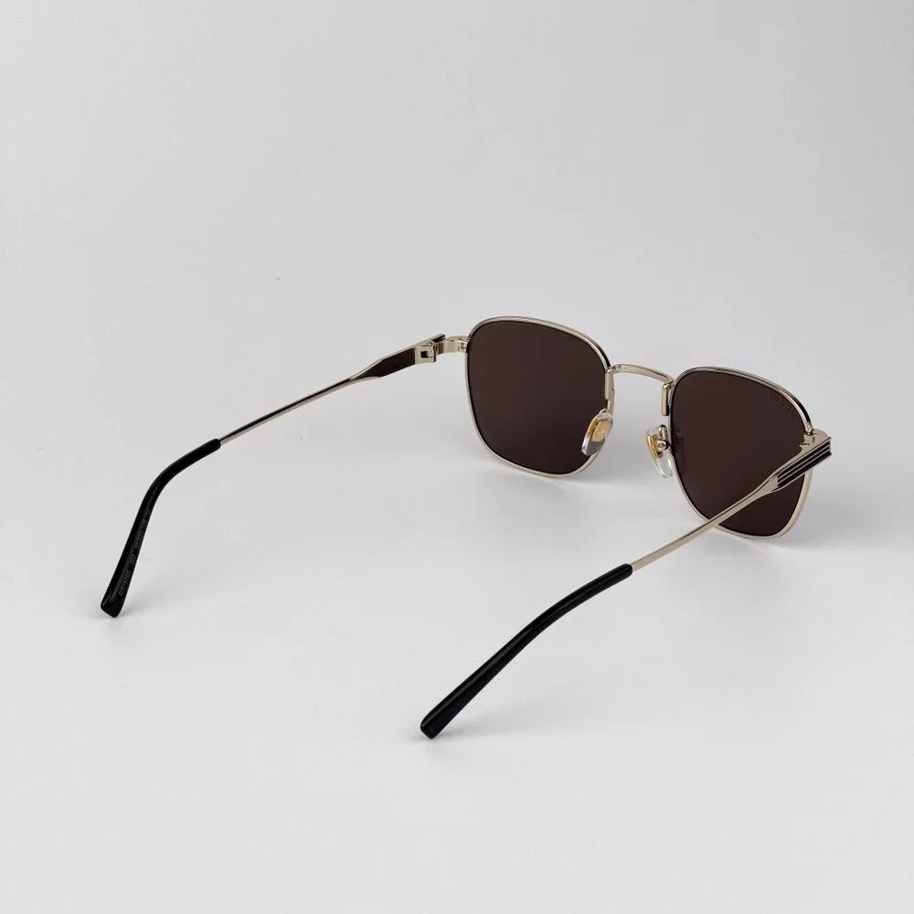 Gucci GG1876S 002 Sunglasses – Gold Metal Square Frame with Brown Lenses